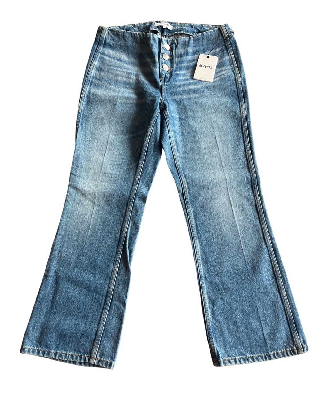 Re/Done Riot Button Front Crop Boot Jeans NWT Size 26